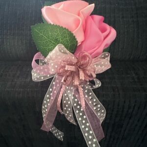 Chic Pink and Green Prom corsage Accessory with Floral Design